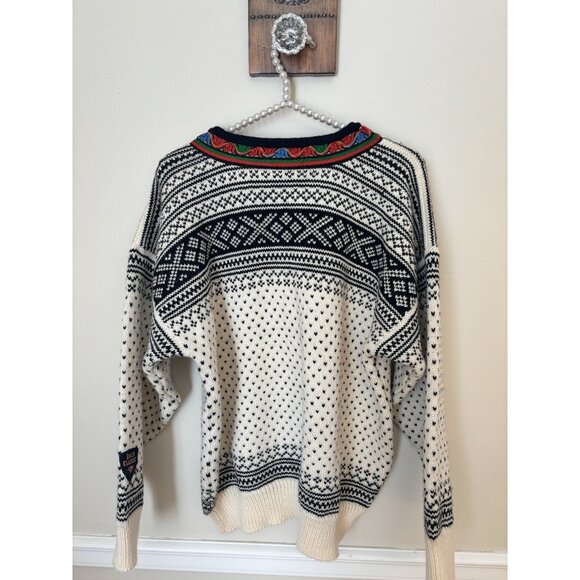 Dale Of Norway Unisex Size Small Setesdal Sweater Pewter Clasp Wool Off White - Picture 4 of 9